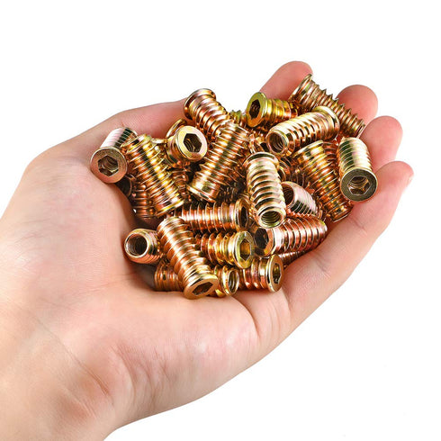200 Pieces 1/4"-20 Wood Inserts Bolt, Furniture Screw in Nut Threaded Fastener Connector for Wood Furniture
