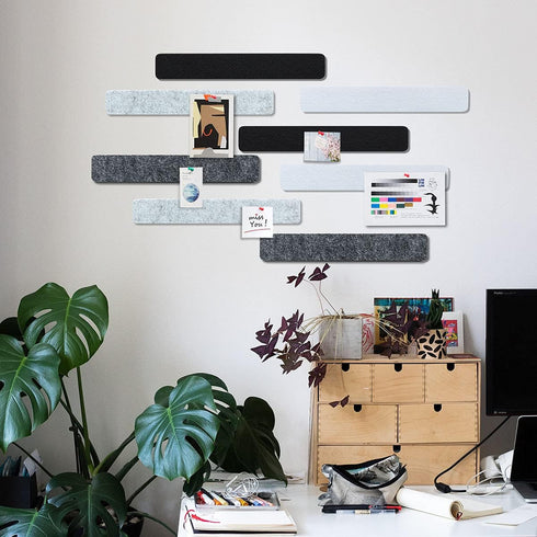 Felt Pin Board Bar, 13"x2", Pack of 8 Bulletin Board Strips with 40 Push Pins for Home Office