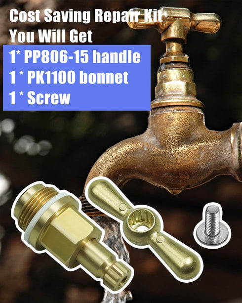 BWCXR PK1100 PP806-15 PK1100 PP806-15 Stem Assy and One-Piece Bonnet with Spigot Handle, Fit for Arrowhead Hose Bibs