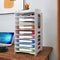 Natwind Stackable Paper Organizer for Desk, 10-Tier White Desktop File Sorter for Home Office, School
