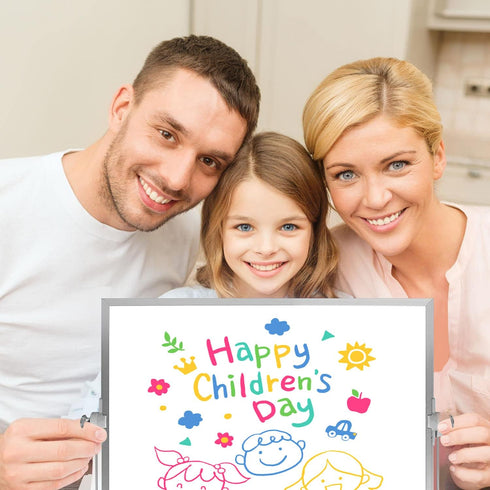 OWill Dry Erase White Board, 8” x 12”, Mini Whiteboard with Stand, Portable Double-Sided Easel for Kids