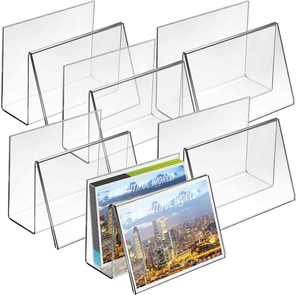 Clear Acrylic Postcard Holder, Greeting Card Display Stand for Desk, Business Card Organizer (6 x 4.25 x 4.5 Inches, 6