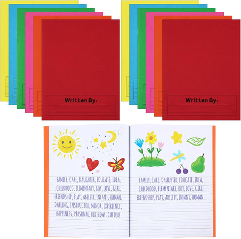 Henoyso 24 Pcs Primary Composition Notebook K-2 - 9 3/4 x 7 1/2 Inch Blank Writing Book for Kids, 60 Pages
