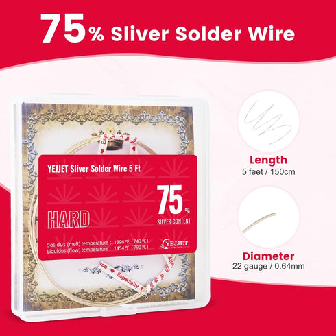 Silver Solder Wire, Hard Silver Solder 22 Gauge for Jewelry Repair, 5 FT