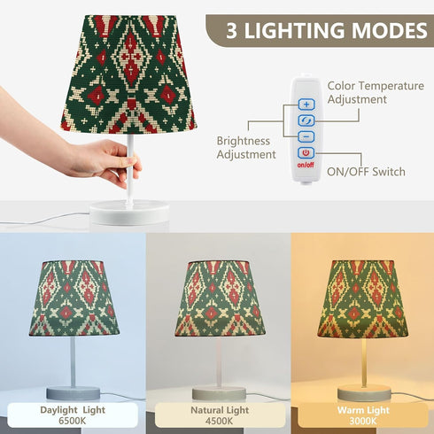 3 ALAZA Bedside Lamp Red Green Xmas Pattern Table Lamp for Bedroom Desk Lamp with USB Port LED Nightstand Color