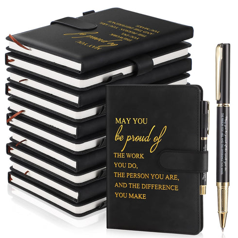 Kosiz 20 Pcs Employee Appreciation Gifts Inspirational A5 Leather Journal Notebooks with Motivational Pen for Team Staff