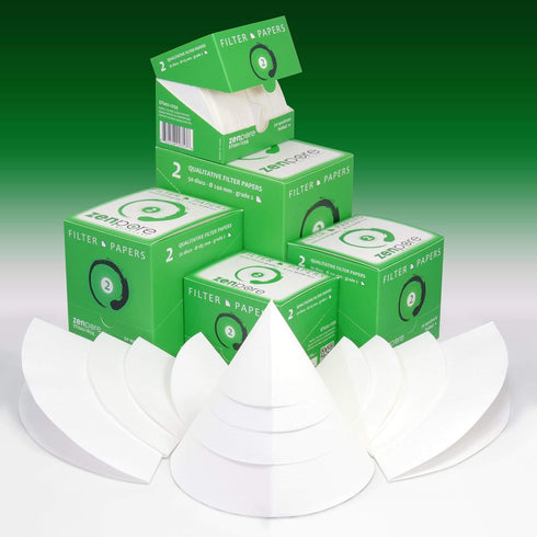 15 cm Quadrant-Folded Filter Paper, Pre-Folded disks, Qualitative Grade 2 - ZENPORE Slow Flow 150 mm (50 discs)