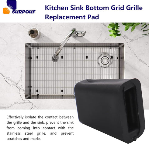 (8Pcs) Kitchen Sink Bottom Grid Grille Replacement Pad, Sink Grid Rubber Feet, Sink Protector Fits For Elkay Sink Parts