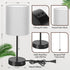 17.3 Set 2 2 Table Lamps of with USB & AC Outlet, Bedside Nightstand Lamps for Bedroom Living Room Kids Room, Desk Lamp