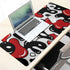 Red Black White Mouse Pad XL 31.5”x11.8” Anime Cool Geometric Desk Mat, Non-Slip Rubber Base for Home Office