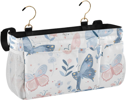SyXIOP Pastel Blue Butterfly Bedside pouching Organizer Table Cabinet Storage Organizer for TV Remote Control, Phones