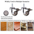 1 Inch Caster Wheels with M6 Threaded Stem - Set of 4 Small Swivel Casters with Brakes for Furniture and Shopping Carts