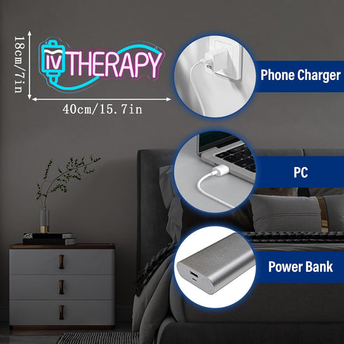 Gippro Decor,Dimmable Gifts(15.7 7in) IV Therapy Neon Signs for Wall Nurse Medical Spa Salon Neon Sign,USB Neon Light
