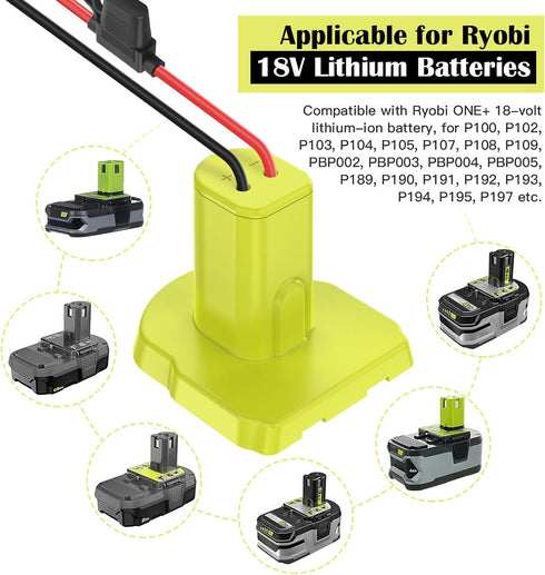 2 Packs Power Wheel Adapter for Ryobi 18V Battery, Conversion Kit with Fuses & 12AWG Wire for DIY RC Toys