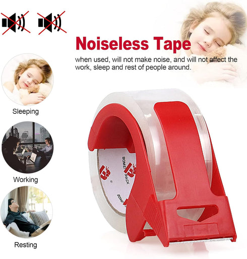 BOMEI PACK Heavy Duty Clear Packing Tape,2 Rolls with refillable Dispenser,Noiseless Packaging Tape 1.88 Inches x 55 Yards,Industrial Grade Boxes Shipping Tape for Moving,Mailing and Storages