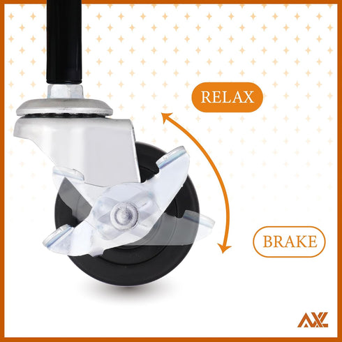 2 Inch 1/4 Inch (Pack 4) AXL Caster Wheels, Threaded Stem Swivel Casters with Brake, Quiet Rolling PVC Wheels
