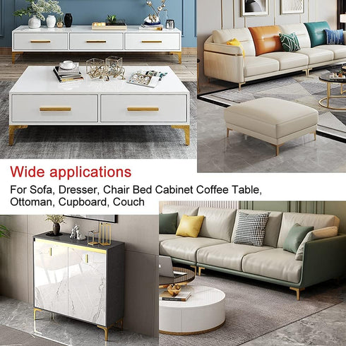 4 Inches, Set 4, GOSCHE Gold Furniture Legs Metal Sofa Legs of Modern Style Replacement Couch Legs for Dresser Chair
