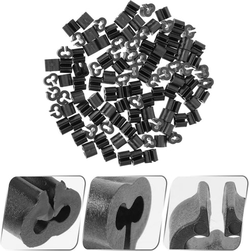 100 Pack of Black Non-Slip Chair Leg Covers - Triple Clip Connector for Furniture Protection