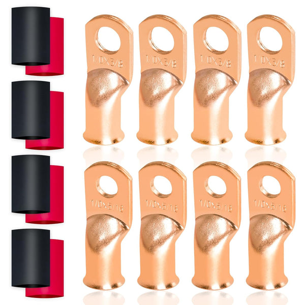 16 PCS Battery Terminal Connectors Kits, 1/0 Gauge Wire Connectors with Heat Shrink Tubing