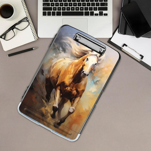 Clipboard with Storage, Nursing Clipboards Folder with Pen Holder for Teacher Nurse, Galloping Horse