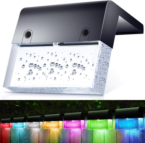 4 Pack Solar Fence Lights, Waterproof LED Super Bright Acrylic Bubbles Step Lights Outdoor for Stair Pool Backyard