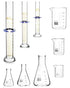 Set, Set, 9 3 3 3 3.3 QWORK Lab Glassware Beaker Flask Cylinder Pieces - Includes Erlenmeyer Flasks, Beakers, & Grade A