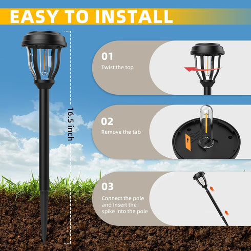 6 Pack 6 Pack DERAYSION Solar Lights Outdoor, Solar Pathway Lights Waterproof Garden Landscape Lighting for Path, Yard