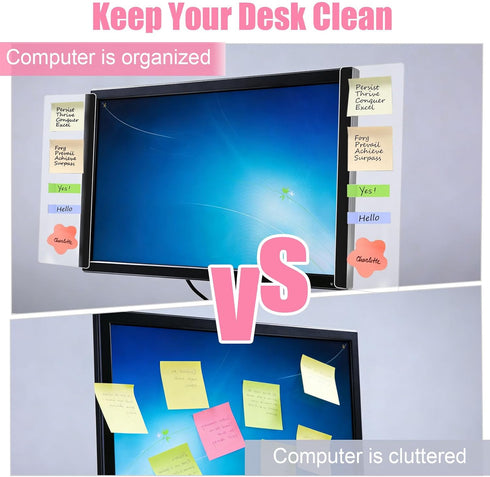 BEIZMHBO 6PCS Set, 4 2 11"x3" Monitor Memo Board Transparent Acrylic Computer Monitor Side Panel Creative Desktop Memo