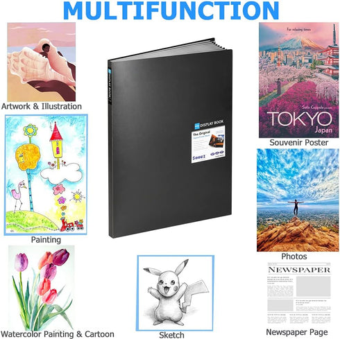 Sooez Heavy Duty Binder with Plastic Sleeves, 18"x24", Portfolio Folder with 30 Clear Sheet Protectors