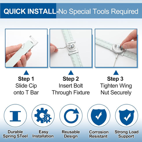 MorningRo 12 15/16 Inch Pcs Spring Steel T Bar Ceiling Clips, Drop Ceiling T Bar Clip with Wing Nut, Electrical Fixture