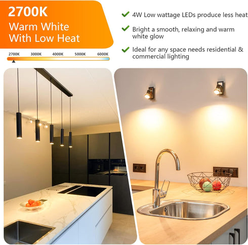 GU10 LED Light Bulb, 50 Watt Halogen Equivalent, 2700K Warm White, 450LM, Non-Dimmable, 5 Pack