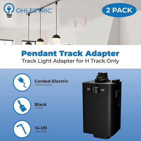 (2 Pack) 10 Lbs 18/3 OHLECTRIC Pendant Track Adapter - Track Light Adapter for H Track Only - Halo Track Adapter