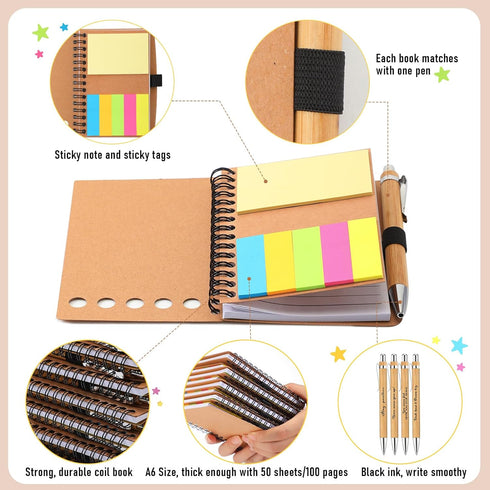 Tenceur Inspirational Gifts Bulk Notebook and Pen Set, Spiral Journal Notepad with Sticky Notes for Team Appreciation