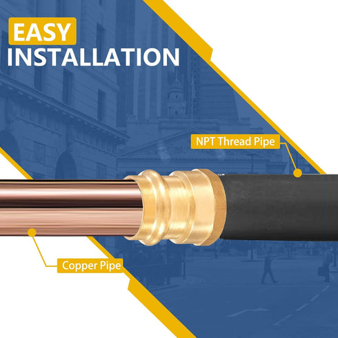 Press Fittings Adapter, 1" Press Fit x 1" Female NPT Threaded (LF Brass, 5 PACK)