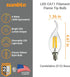41745 CA11 Bulb, 4 (40W 320 (E12) Dimmable, 1800K 6 Count Sunlite LED Filament Flame Tip Chandelier Light Watts
