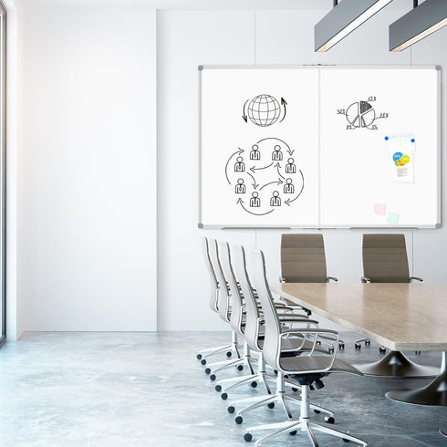 Lockways Large Magnetic Dry Erase Board, 48" x 36", Foldable Wall Mounted Whiteboard with Pen Tray for Business, Home
