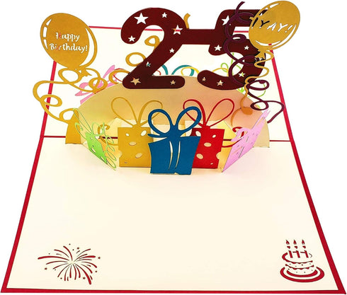 iGifts And Cards 3D Pop Up Greeting Card - Happy 25th Birthday, Unique Gift for Husband, Wife, Best Friend,