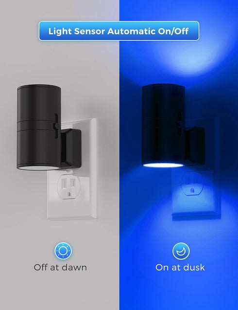 Dimmable 2 Pack L LOHAS LED Blue Night Light, Night Lights Plug into Wall, Nightlight, Light Sensor, Calm Blue