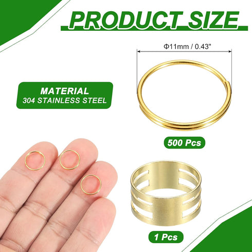 500pcs 11mm 304 MECCANIXITY Mini Split Rings, Stainless Steel Jump Ring Small Round Ring Clips Crystals Suncatcher