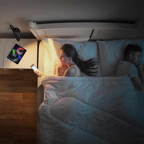 3 Plug in LED Wall Mounted Reading Light, Black Flexible Wall Sconce Spot Light with Power Plug Extension Outlet
