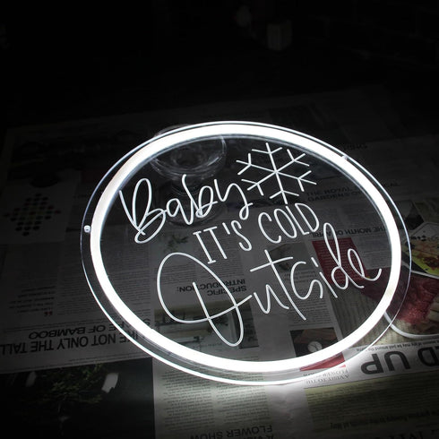 Baby It's Cold Outside Neon Sign For Winter Window Decor Led Baby Letters Neon Light Hanging Acrylic Night Light