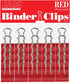 JAM PAPER Small Colorful Binder Clips, 3/4 Inch (19 mm), Red, 25/Pack
