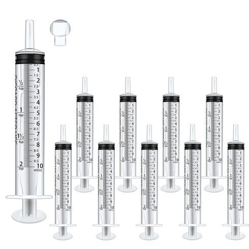 10 Pack 10ml Plastic Syringes with Measurement for Feeding Pets, Liquid Scientific Labs, Watering, Lip-gloss