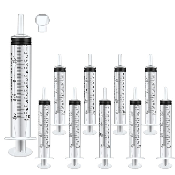 10 Pack 10ml Plastic Syringes with Measurement for Feeding Pets, Liquid Scientific Labs, Watering, Lip-gloss