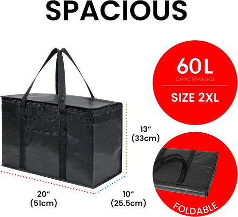 (2XL NZ home Insulated Bags for Food Delivery PRO) Grocery Shopping Cooler Bag, Pizza Delivery, Hot & Cold Catering