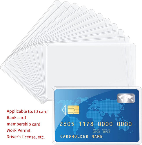 Fengek 50 Packs Clear Card Holder Sleeves, Side-Open Waterproof Business Card Protector Sleeves for Credit Cards