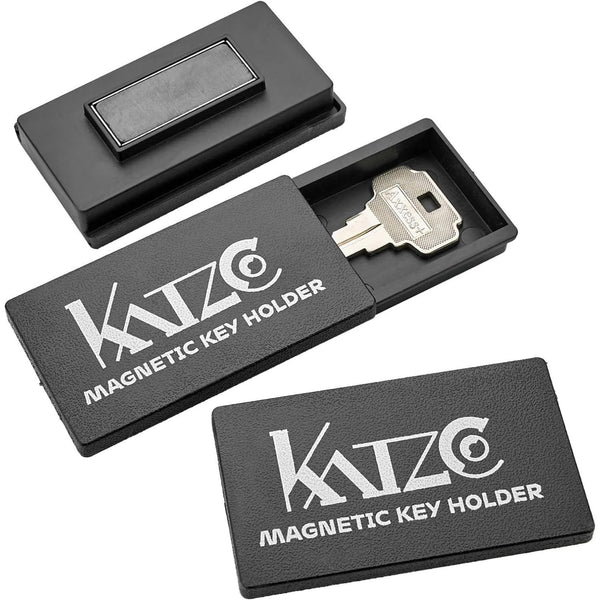 Katzco 3-Pack Magnetic Key Lock Box - Hide a Spare Key - 1.25 x 2.75 in Strong Magnet Case, Black