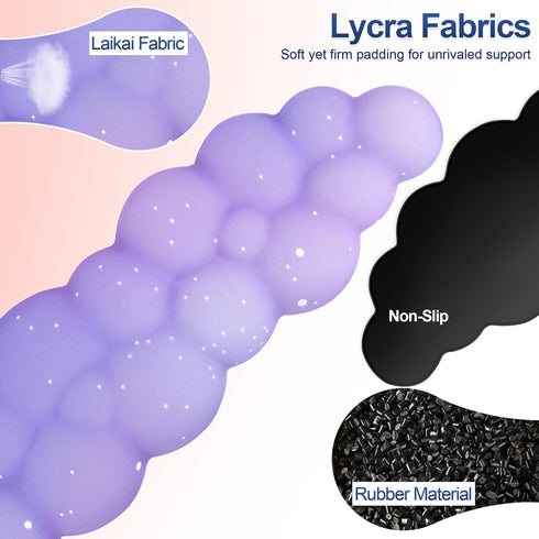 Set Set Cloud Wrist Rest for Keyboard and Mouse, Includes Cute Coaster, with Computers and LaptopsPurple Star