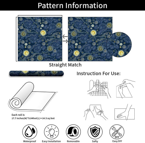 Modern Impressionist Art Peel and Stick Wallpaper 17.71in X 118.1in Self Adhesive Waterproof Abstract Vinyl Wallpaper