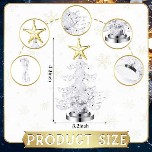 Glooglitter 8 7 Pcs LED Christmas Table Lights Lighted Tabletop Lights with USB Changing Colors Mini Christmas Tree